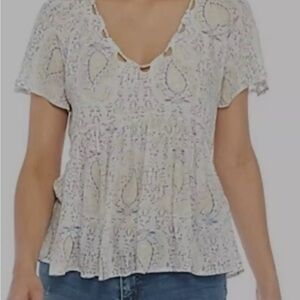 JCrew Women's Cream Paisley Top Size 3X